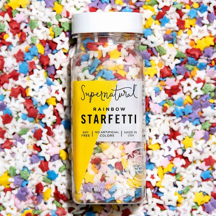 Image 1: Runamok Maply Sparkle Syrup; Image 2: Supernatural Kitchen Rainbow Starfetti Sprinkles
