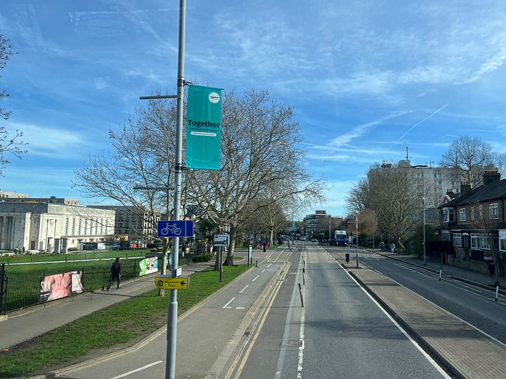 Photos showing the route taken by SL2 out of Walthamstow.