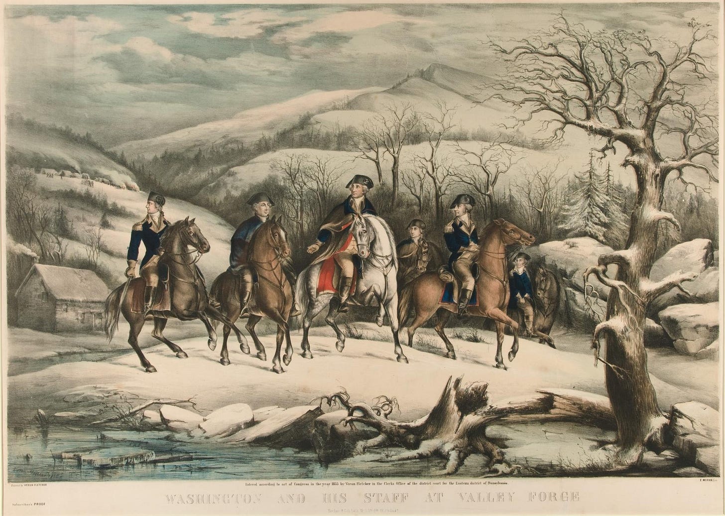 Washington and his staff at Valley Forge, by Veron Fletcher