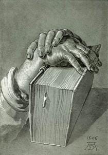 Hand Study with Bible, Albrecht Durer, 1506 Hand Study with Bible, Albrecht Durer, 1506