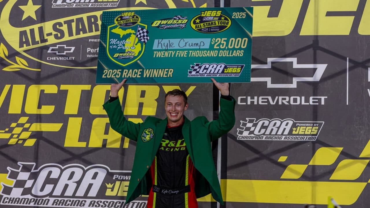 hero image for Kyle Crump Overcomes Engine Swap, Wins Masters of the Pros 200