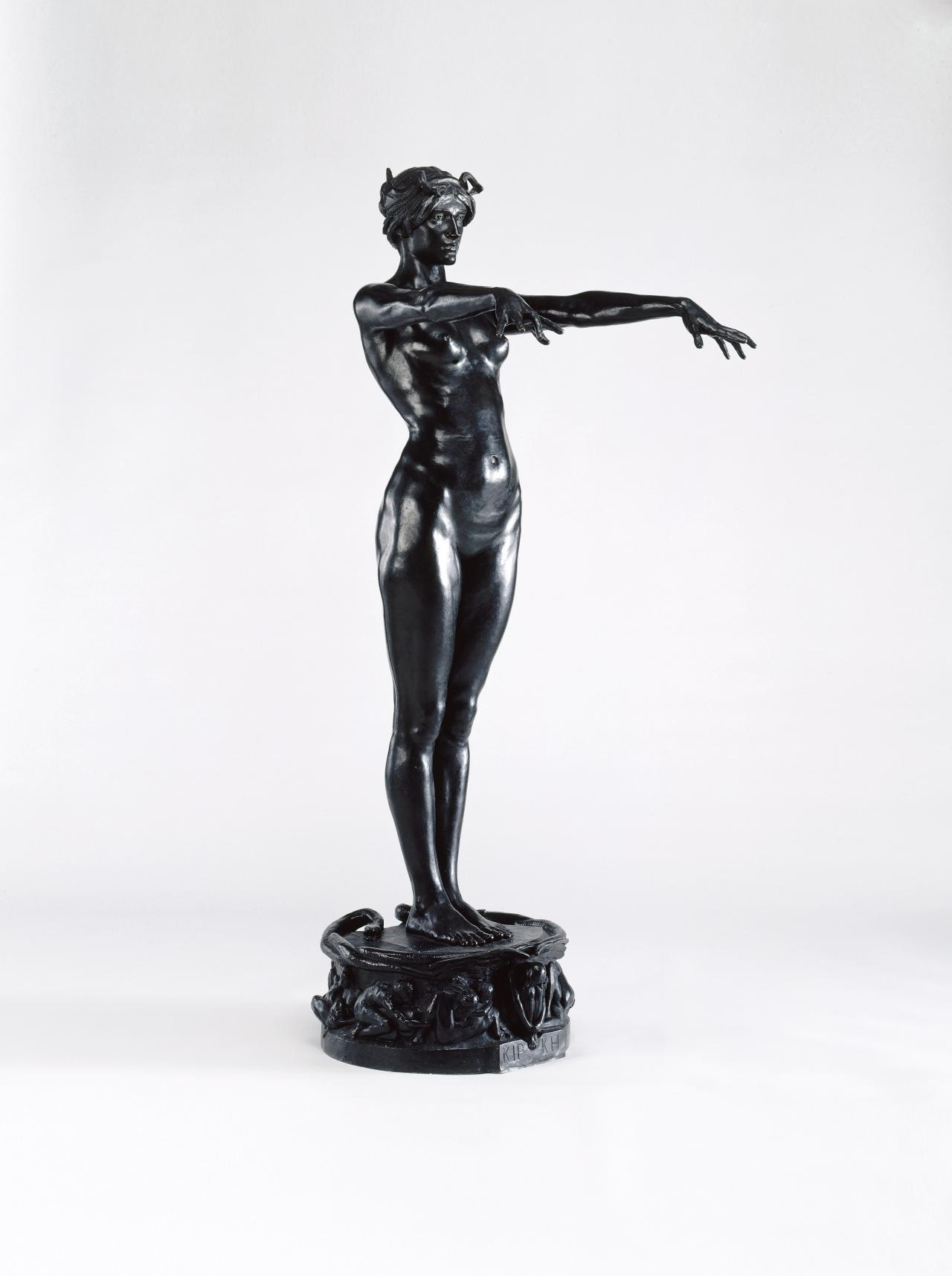 A statuesque nude stands with her arms outstretched, ready to mesmerise. A statuesque nude stands with her arms outstretched, ready to mesmerise.