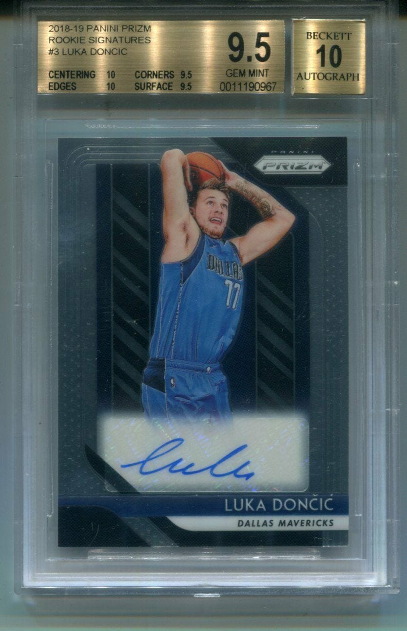 Image 1 - 2018-19-PANINI-PRIZM-RC-LUKA-DONCIC-AUTOGRAPH-BGS-9-5-10