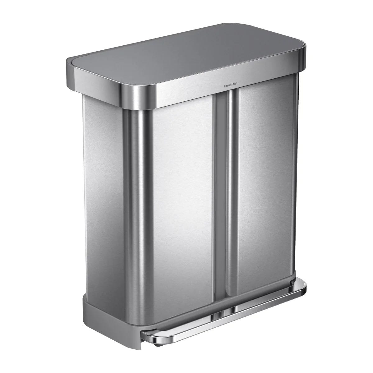 simplehuman 58L Dual Compartment Step Can with Plastic Lid | Costco