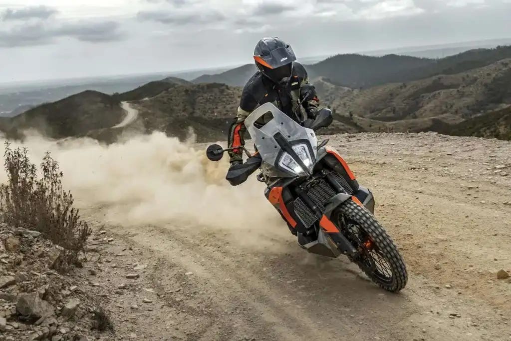 KTM 790 adventure riding in the dirt