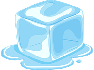 an image of a melting block of ice, the logo of the ICE Block app.