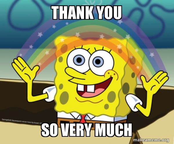 Thank you so very much - Rainbow Spongbob | Make a Meme