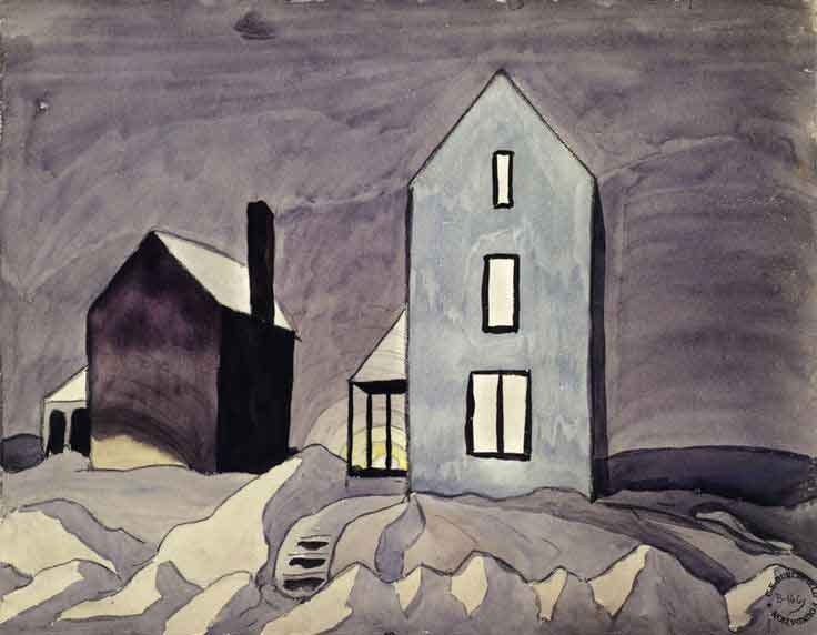 Charles Burchfield Two Houses (1920) Winter House Paintings Charles Burchfield Two Houses (1920) Winter House Paintings