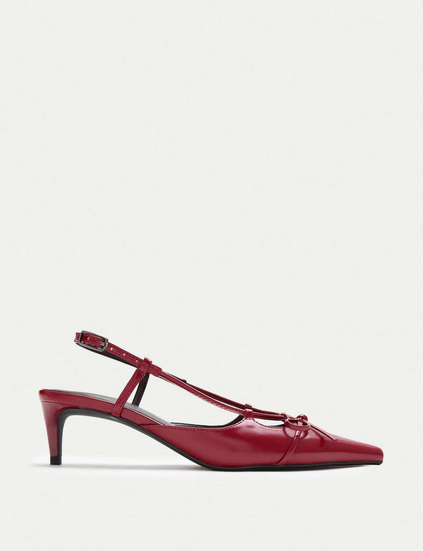 Bow Kitten Heel Pointed Slingback Shoes 2 of 3