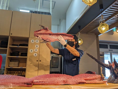 Tuna carving show, Okinawa, Japan