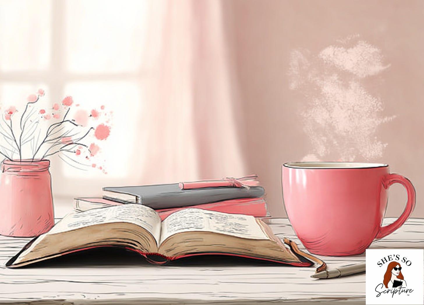 An open Bible and steaming coffee mug on a desk in soft morning light, creating a calm devotional moment. An open Bible and steaming coffee mug on a desk in soft morning light, creating a calm devotional moment.