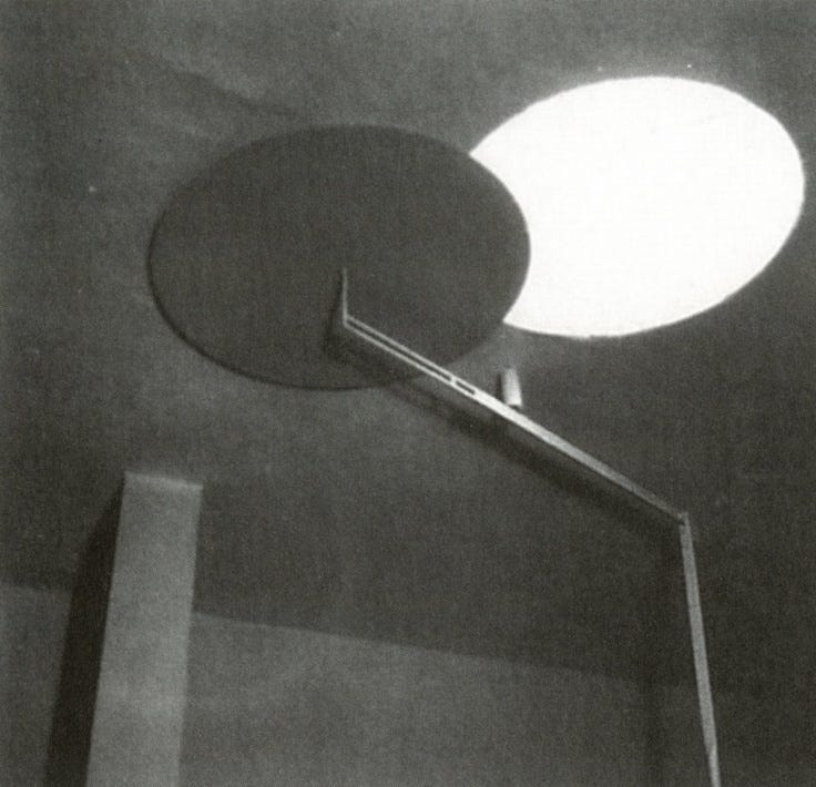A circular rooflight in Eileen Gray's villa, resembling a solar eclipse