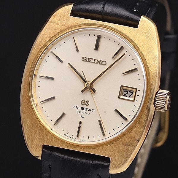 1 yen Operation Seiko Manual Winding 4522-8010 Grand Seiko Hi-Beat 36000 Top 18K/750 55.8g Gold Dial Men's Watch 0022330◇