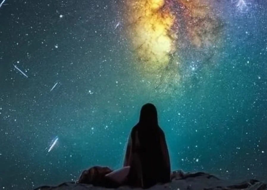woman under stars, michelle cowles
