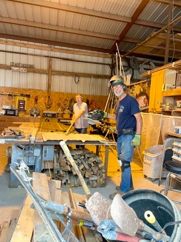 My photos of the guys in the shop cutting sheet metal.
