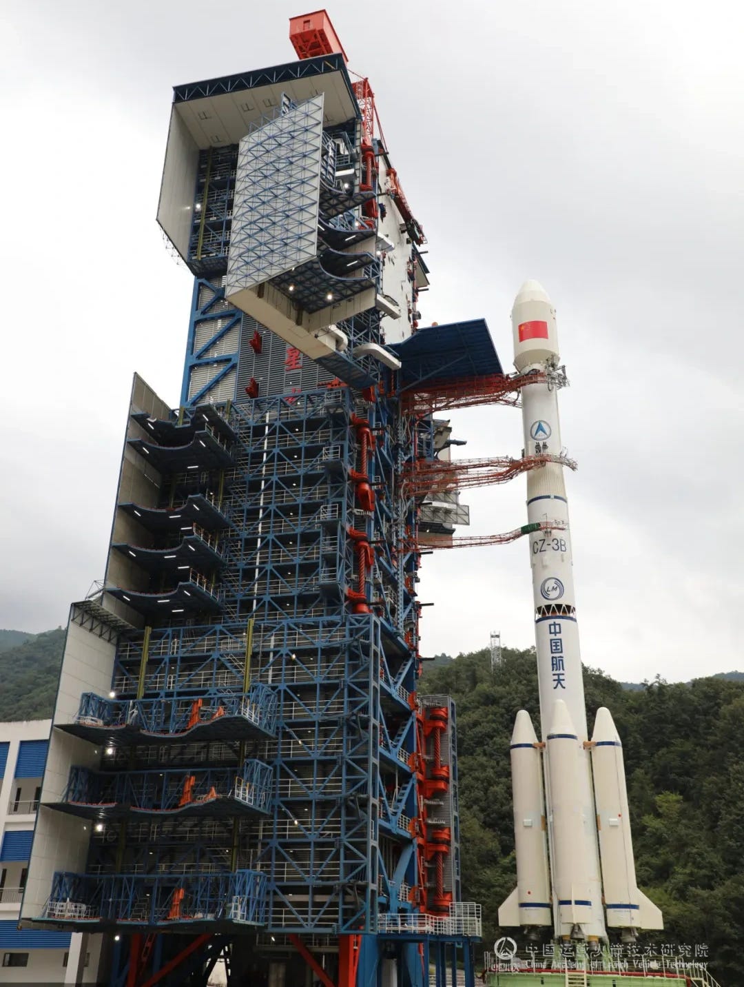 The Long March 3B/E ahead of its October 26th 2025 launch mission. The Long March 3B/E ahead of its October 26th 2025 launch mission.