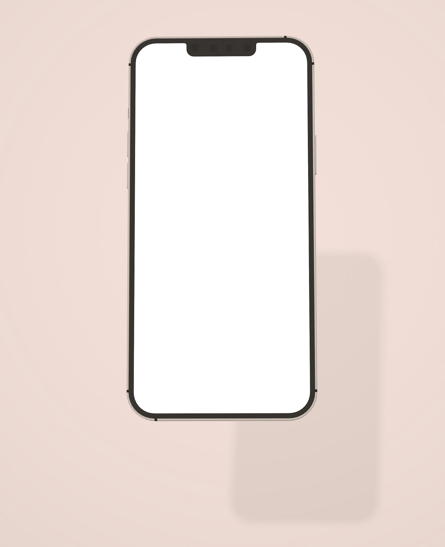 a white phone with a black frame on a pink background