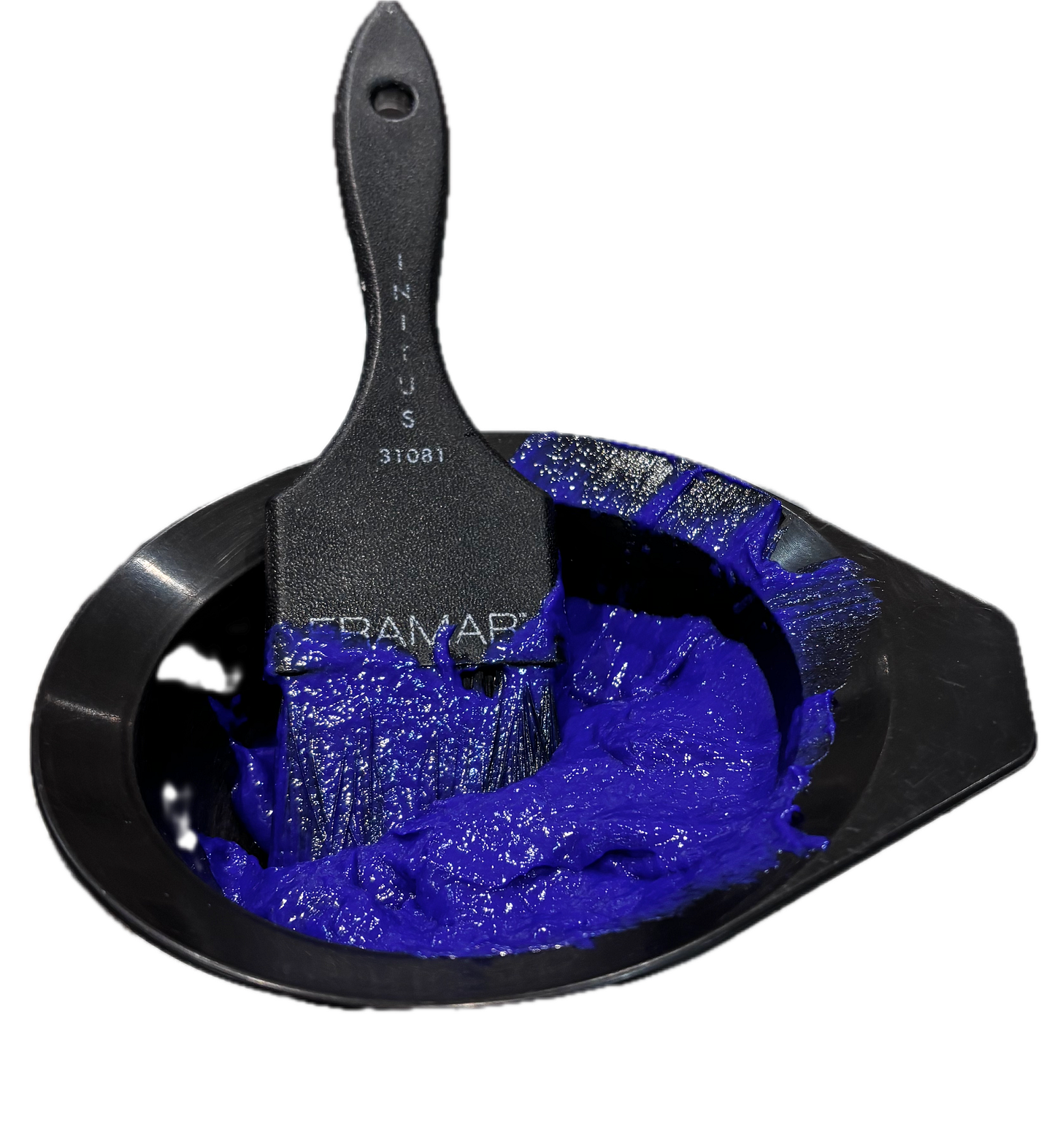 Gustav Fouche's Frizz Spritz Treatment is very blue in colour