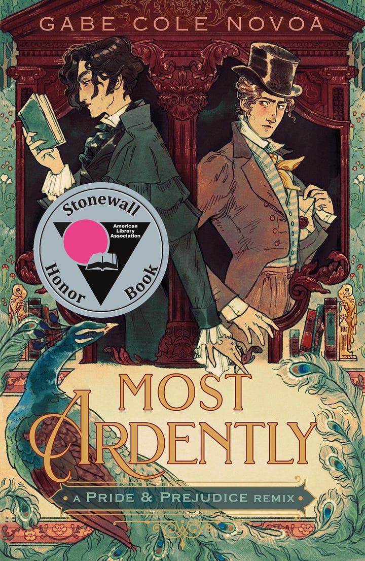 The book cover for Most Ardently and the DVD cover for the 2005 Pride and Prejudice