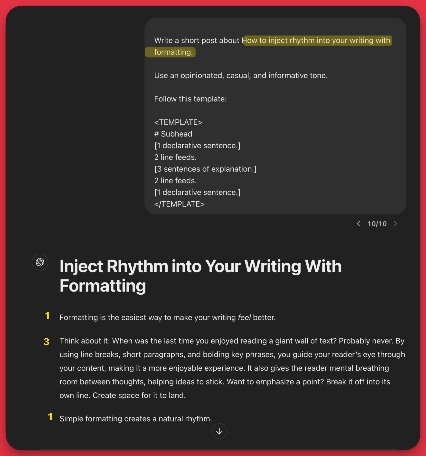 The 1/3/1 Writing Technique