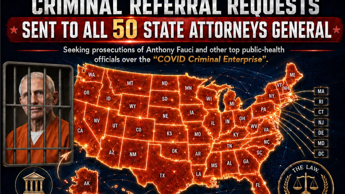 BREAKING: Criminal Referral Requests Sent to All 50 State Attorneys General Seek Prosecutions of Fauci and Top Public-Health Officials
