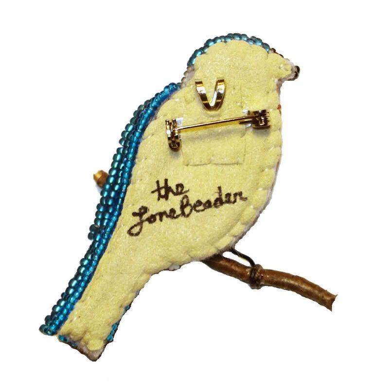 beaded Eastern Bluebird pin/pendant etsy custom beadwork bead embroidery seed beads beader's blog beaded Eastern Bluebird pin/pendant etsy custom beadwork bead embroidery seed beads beader's blog