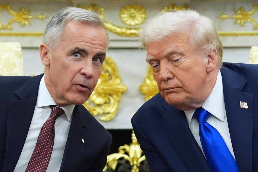 The Associated Press
                                Prime Minister Mark Carney (left) and U.S. President Donald Trump meet in the Oval Office of the White House on Oct. 8.