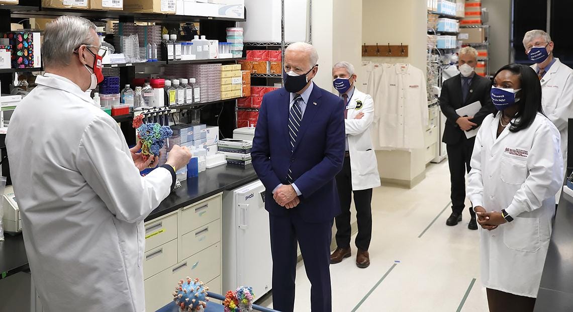 In lab are Graham, President Biden, Fauci, Zients, Corbett and Collins. 