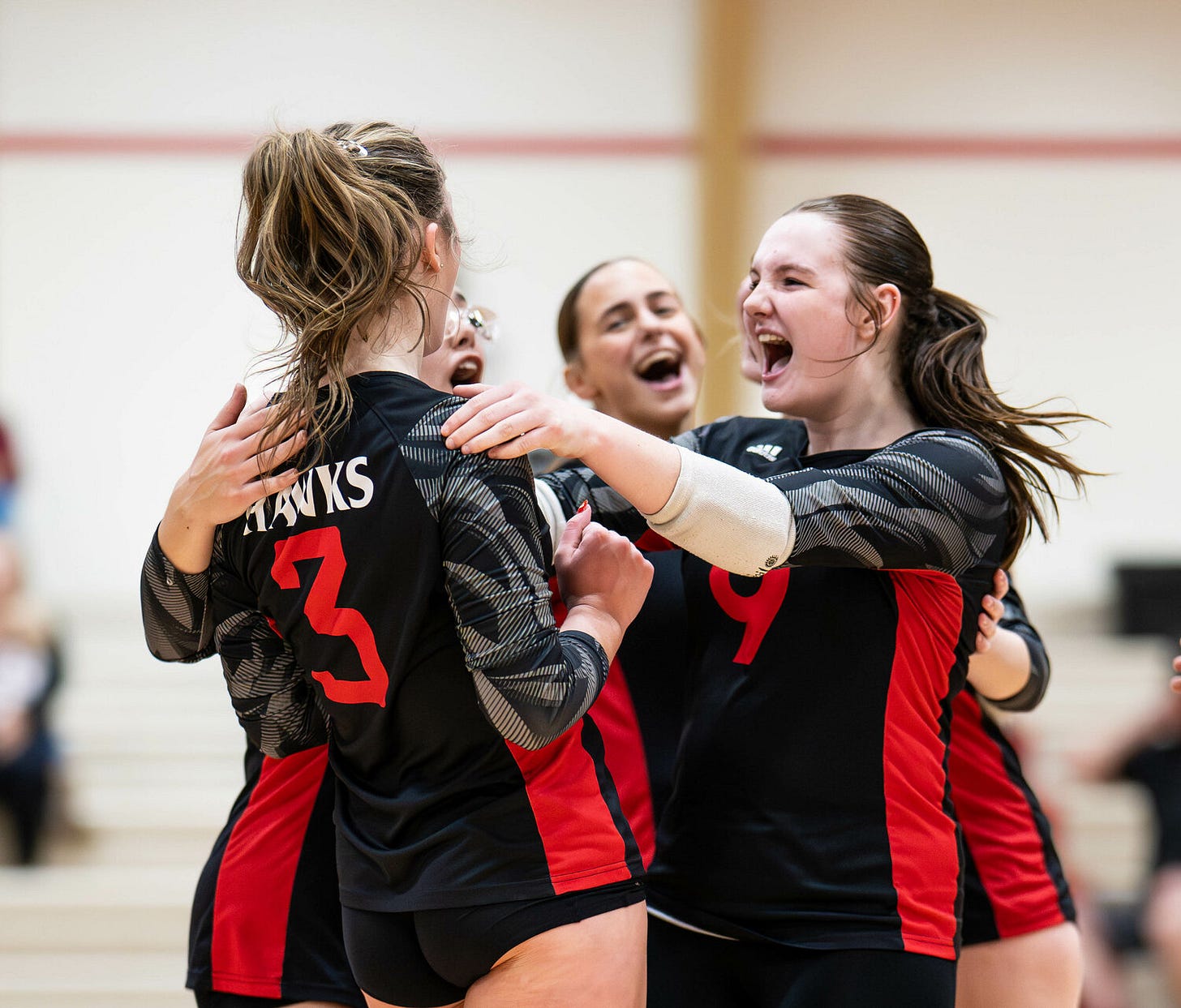 Toledo's Lexi Young (9) celebrates with Ellie Fallon (3) during Toledo's win over Mossyrock on Oct. 27. Toledo's Lexi Young (9) celebrates with Ellie Fallon (3) during Toledo's win over Mossyrock on Oct. 27.