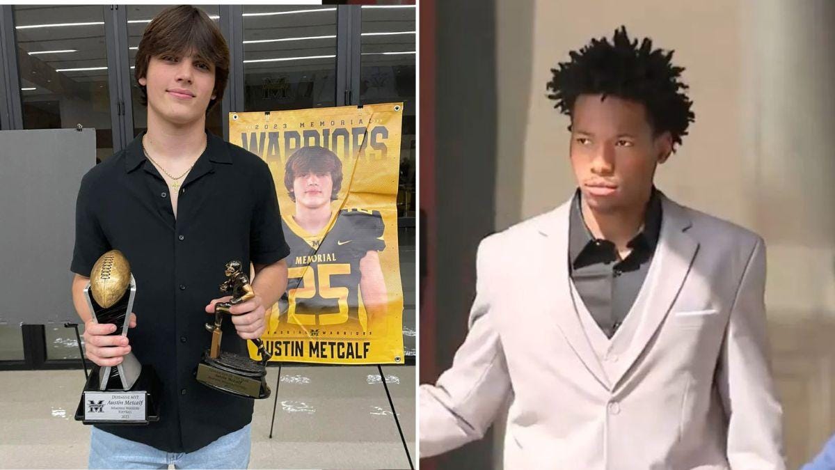 Autopsy photos of Austin Metcalf were shown to jurors, as his alleged killer, Karmelo Anthony, looked away. Autopsy photos of Austin Metcalf were shown to jurors, as his alleged killer, Karmelo Anthony, looked away.