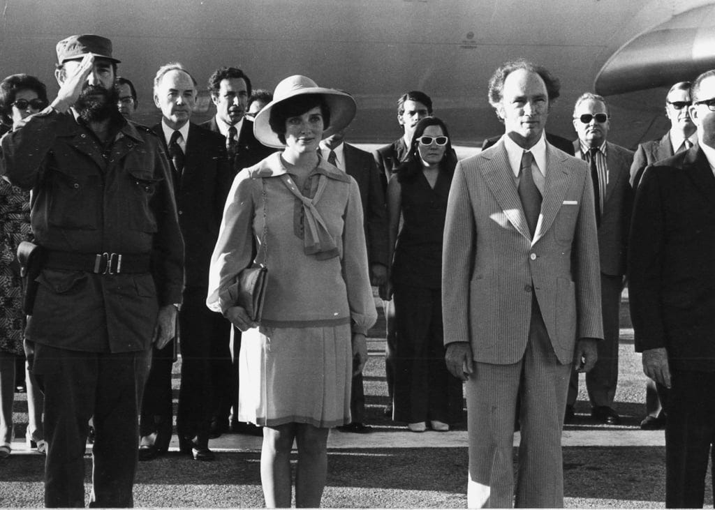 Canadian Prime Minister Pierre Trudeau (right) alongside his wife Margaret (centre) and Cuban President Fidel Castro in 1976. Photo: AP