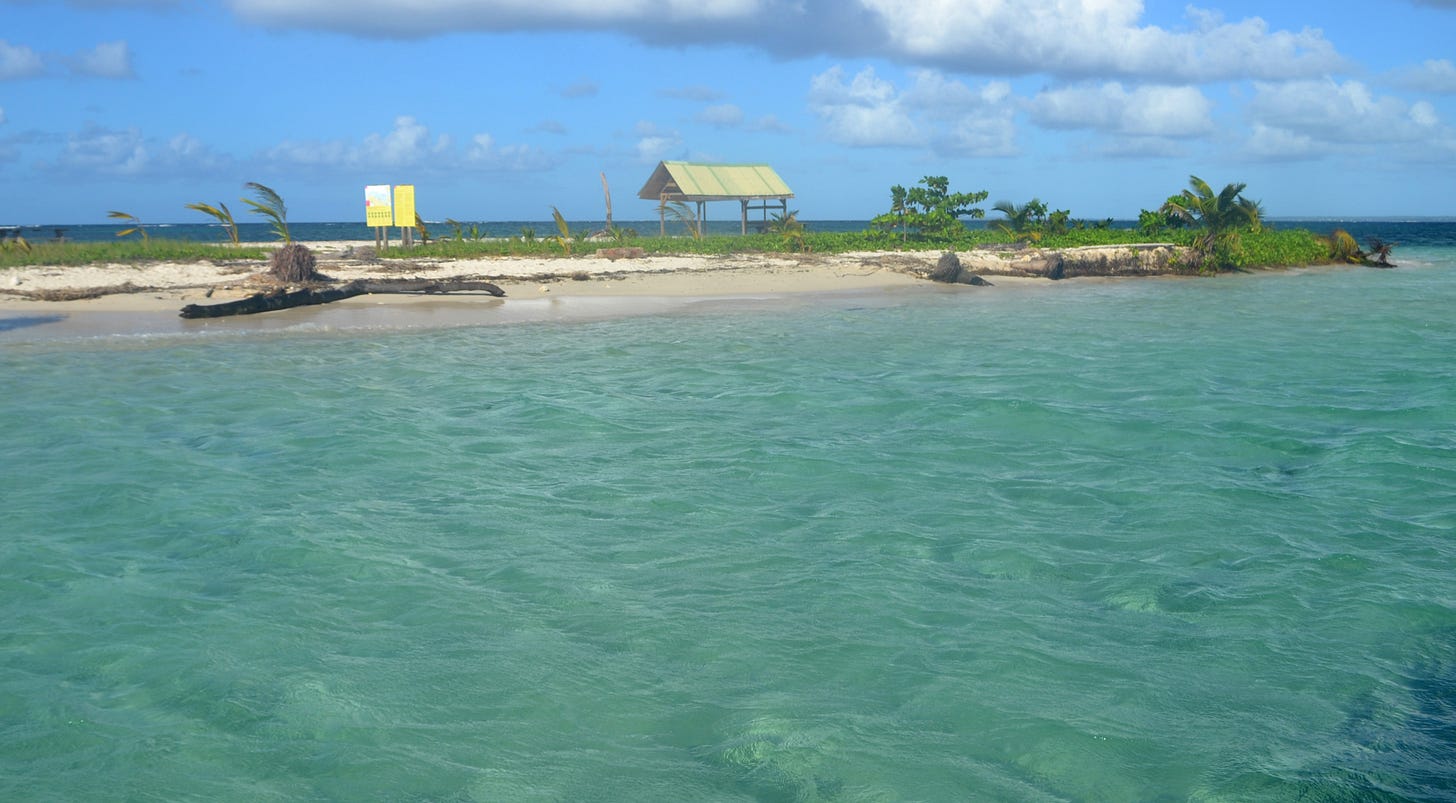 threatened sandbank islet, Guadeloupe