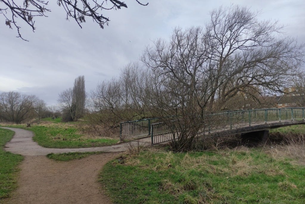 A bridge over the lake, gone over twice