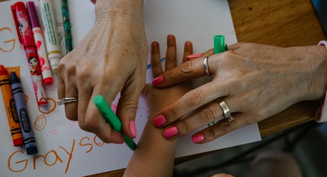 person wearing silver ring and green manicure person wearing silver ring and green manicure
