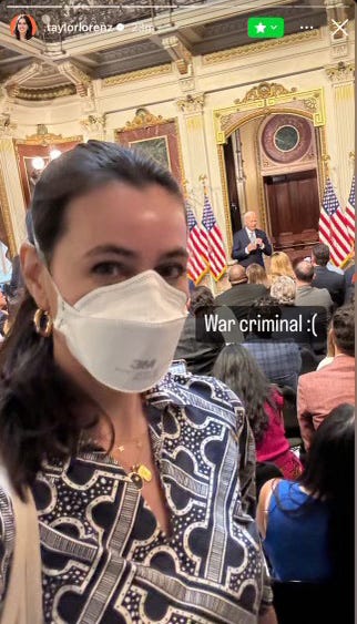 Washington Post is looking into Taylor Lorenz's social media post allegedly calling Biden a war criminal.