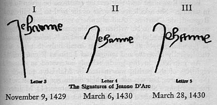 example of Joan's signatures