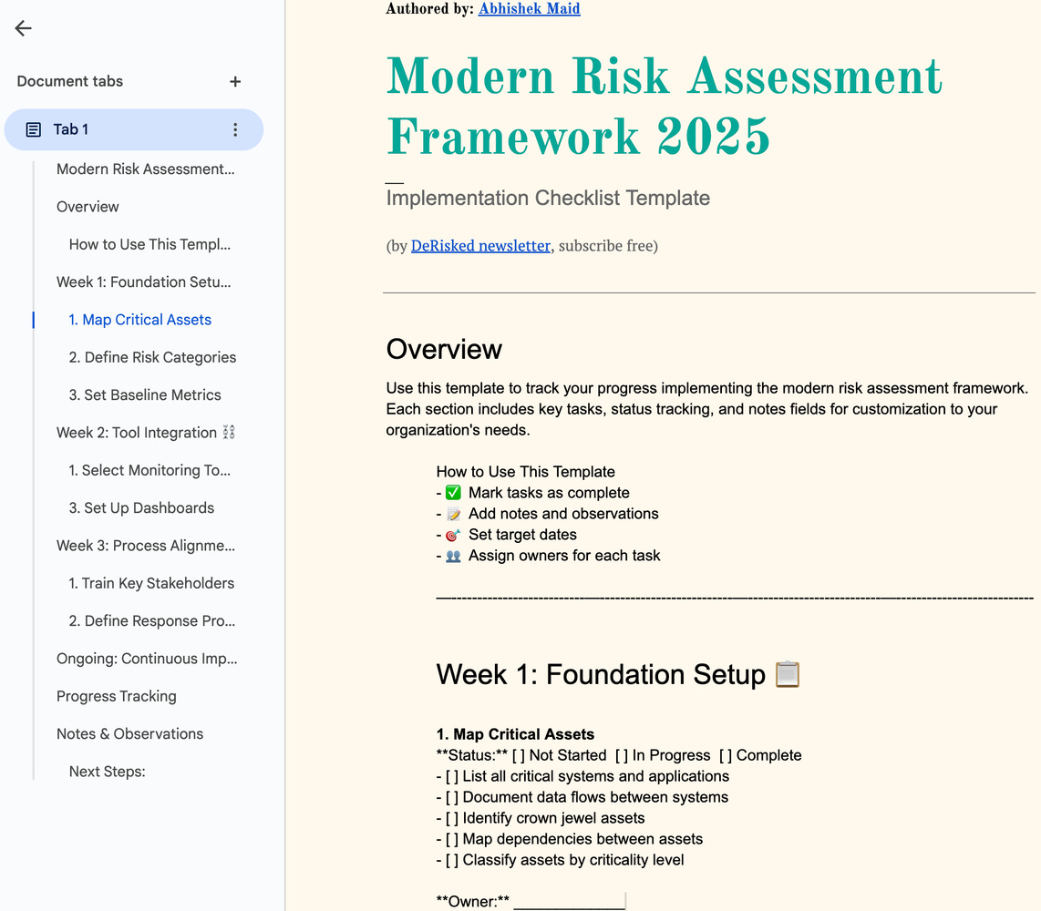 security and risk assessment framework template