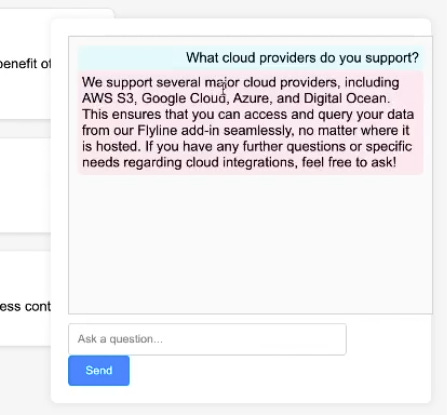 A custom chatbot that responds with product-specific information.