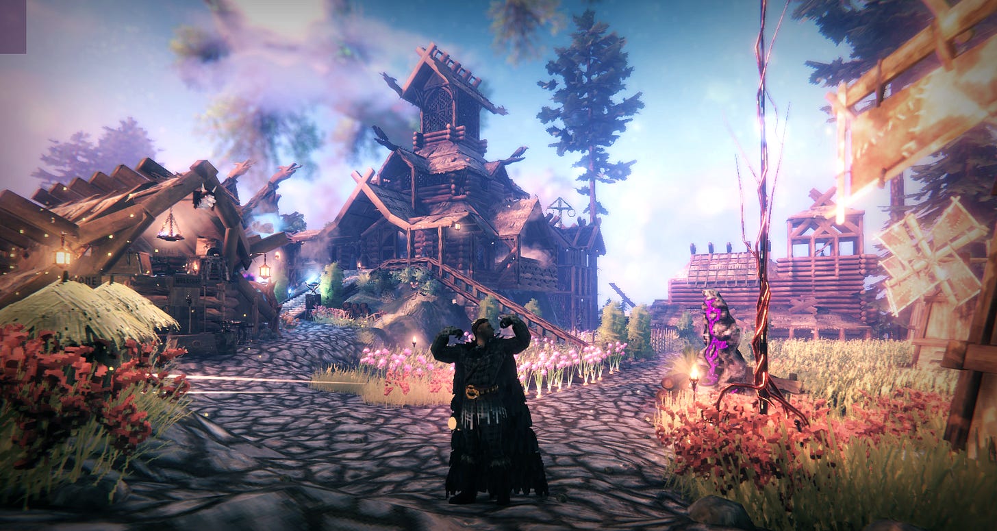 02. Valheim female character showing off