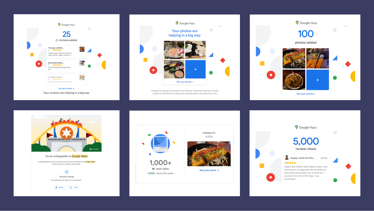 A collage of the emails Google sends encouraging people to contribute