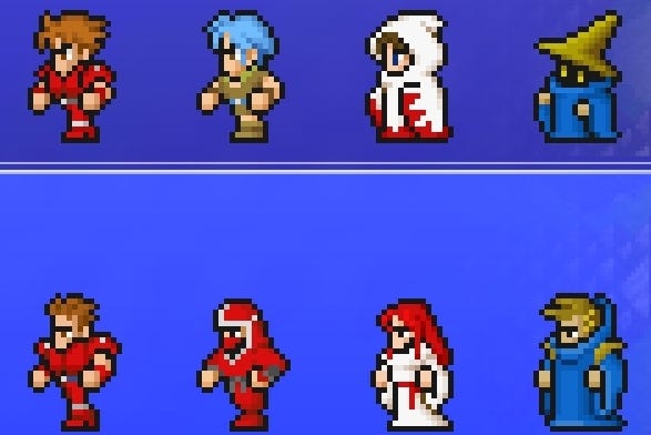 Playing FF1 for the first time, just upgraded my classes and man do I  dislike the new look of them. Do you guys prefer the upgraded look? The  black mage especially...ugh. :
