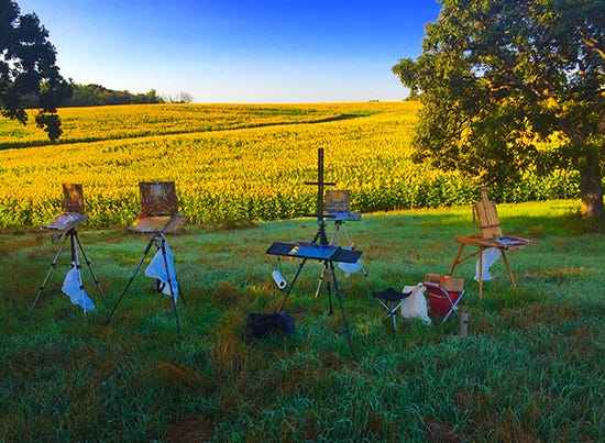 Easels at the Ready Easels Ready to Paint Sunflower Field