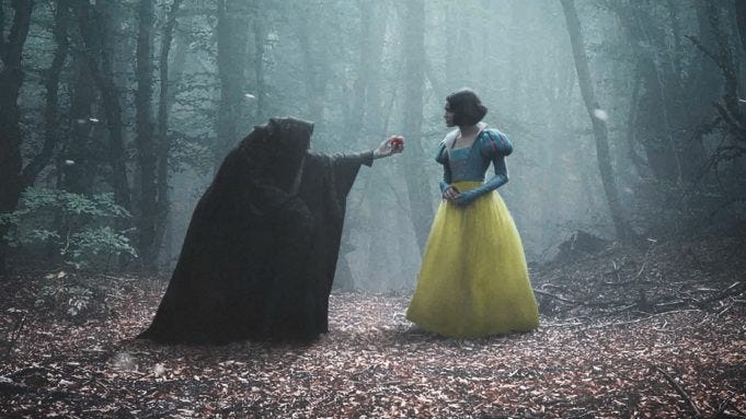 A scene from Snow White starring Rachel Zegler