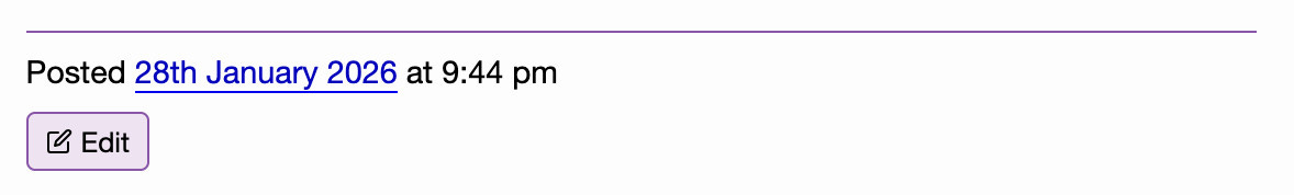Entry footer - it says Posted 27th January 2026 at 9:44 p.m. followed by a square Edit button with an icon.