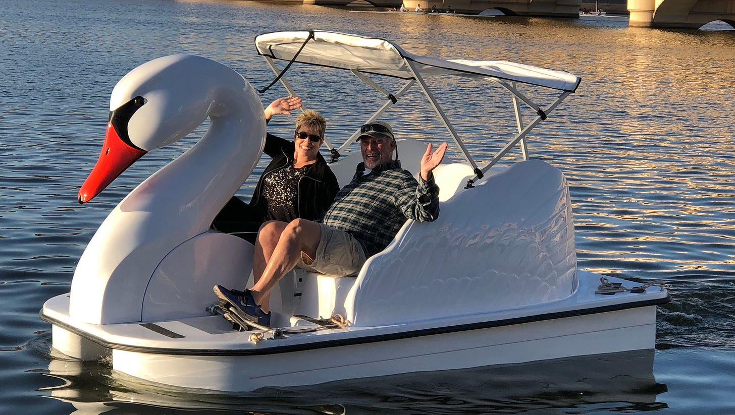 Ride In A Swan-Shaped Pedal Boat On Tempe Town Lake In Arizona