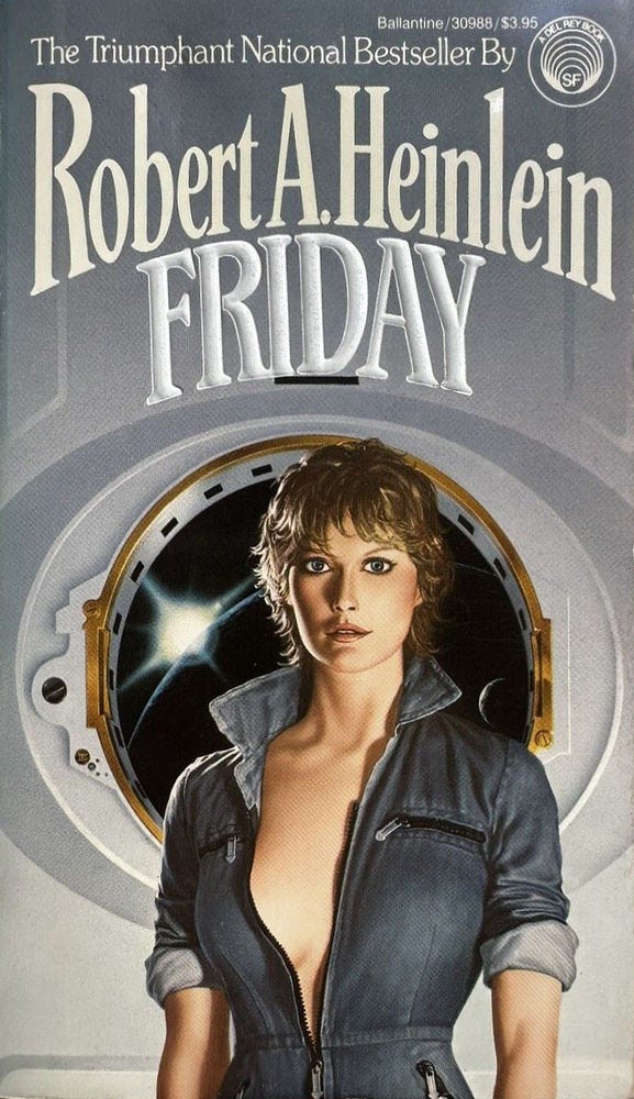 Book cover for FRIDAY by Robert A. Heinlein published by Del Rey Book cover for FRIDAY by Robert A. Heinlein published by Del Rey