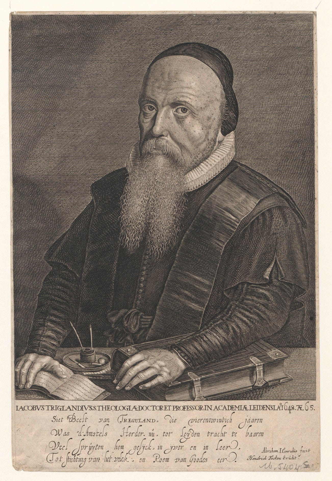 Portret van Jacobus Trigland (1583-1654), hoogleraar te Leiden