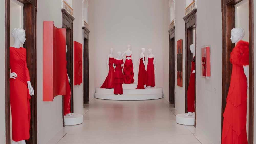 A view of the first the exhibit staged at PM23, “Orizzonti/Rosso [Horizons/Red]” which hinges on the color closely associated with Valentino’s designs over five decades.