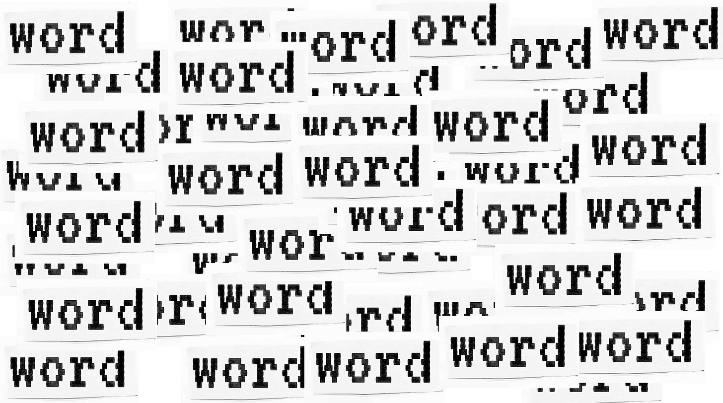 words, cut/copied/pasted