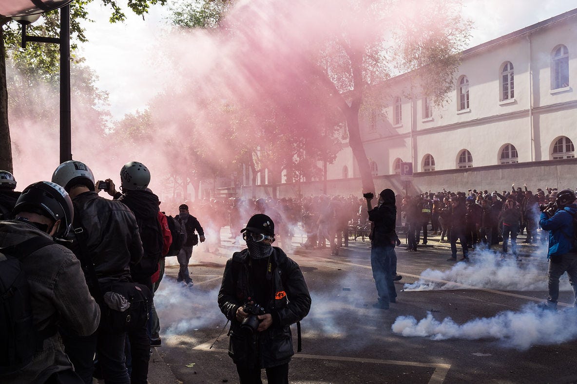 Escalation between police and protesters.